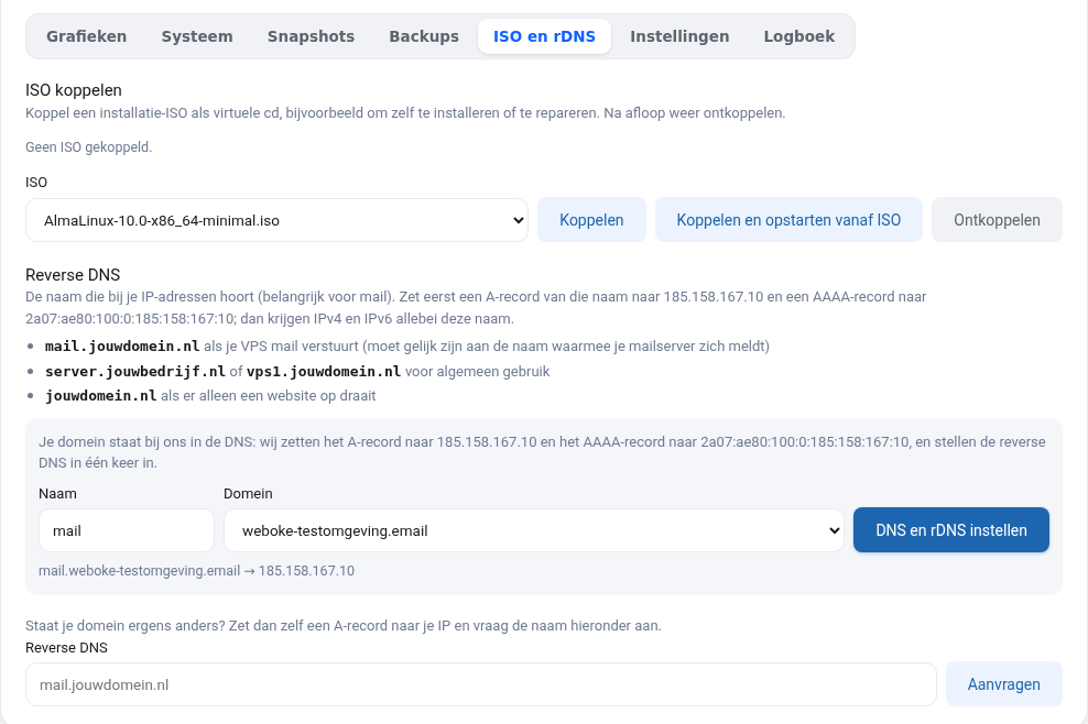 Karta ISO i rDNS z blokiem Reverse DNS